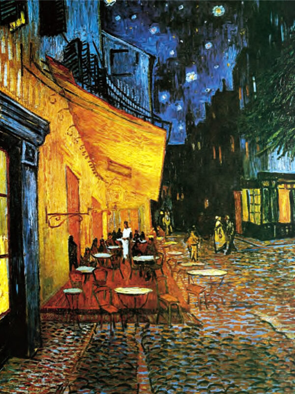 Terraza de café por la noche