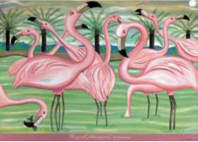 The pink flamingoes