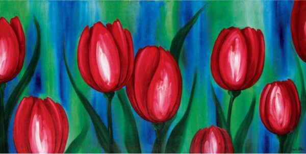 Tulipani rossi sul blu