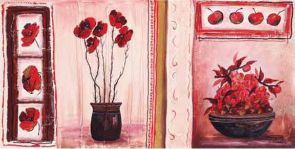 Fiori e ciliegie rosse